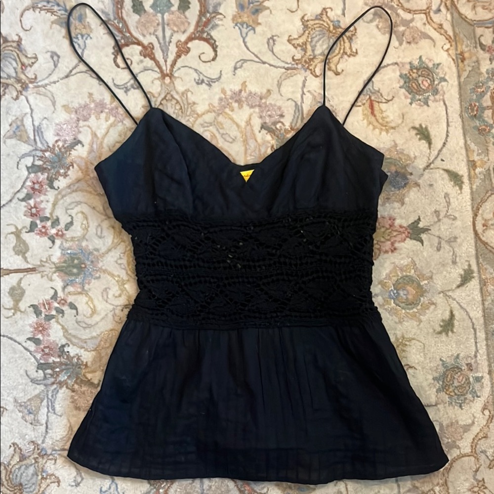 Catherine Malandrino Black Ruched Bustier Camisole